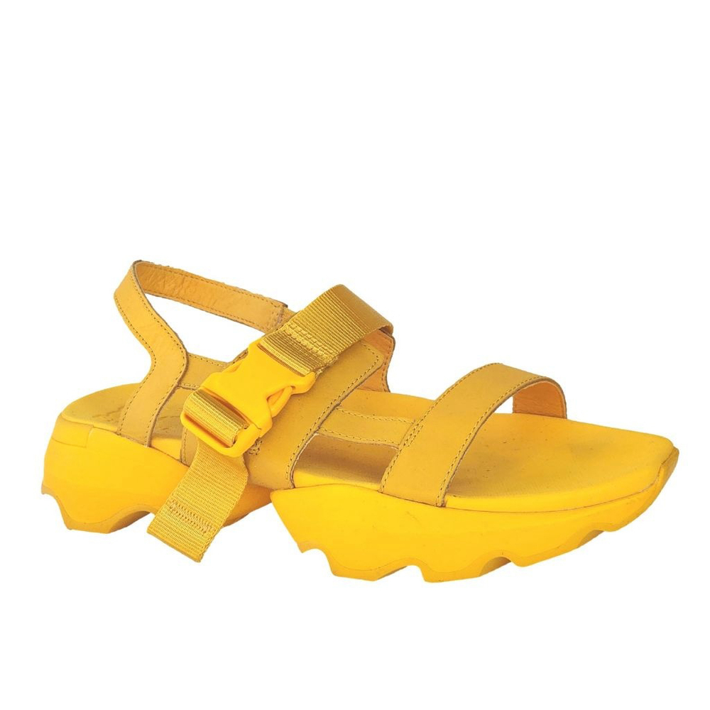 SOREL Kinetic Impact Yellow Platform Slingback Sandals Electric Mango Size 9.5